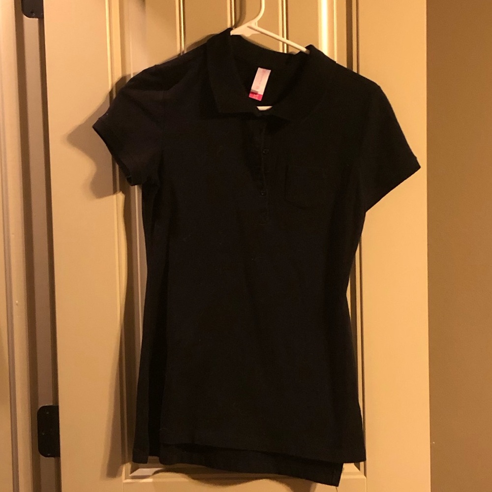 Black mid button work Tee